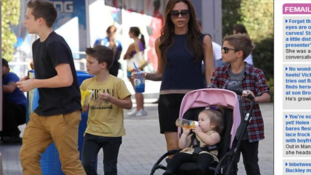 Adora tocurile inalte si acum stim de ce! Victoria Beckham este mai mica in inaltime decat fiul ei de 13 ani