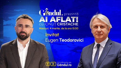 „Ai Aflat! cu Ionuț Cristache” începe miercuri, 4 martie, de la ora 15.00, live pe Gândul. Invitat: Eugen Teodorovici