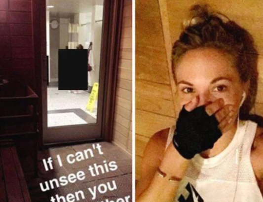Bătrâna umilită de Dani Mathers se află în spatele acesteia în vestiarul sălii de sport