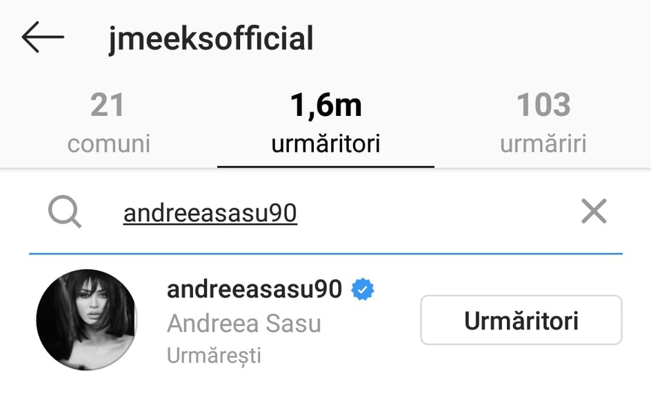 Andreea Sasu îl urmărește pe Jeremy, pe Instagram, însă el i-a dat unfollow