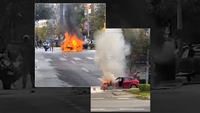 Alertă în București! Un autoturism a luat foc pe Calea Vitan, lângă Casa de Pensii