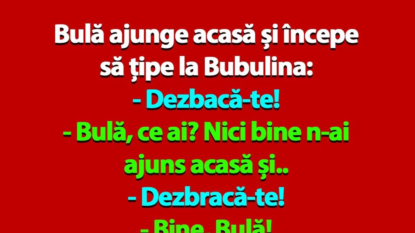BANC | Bulă ajunge acasă și începe să țipe la Bubulina