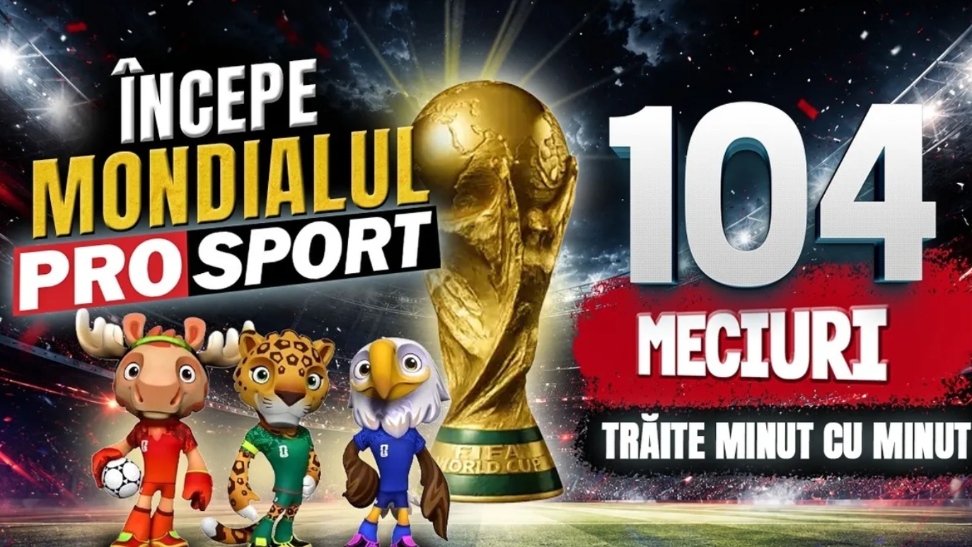 CM 2026 Începe Mondialul ProSport! 104 meciuri trăite minut cu minut și analizate de fotbaliști și antrenori de top, 44 de zile cu materiale de colecție, eroi și povești de neuitat într-o experiență integrată unică pe piața media din România!