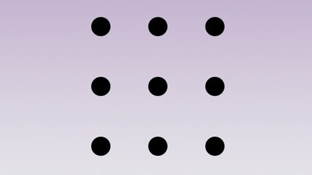 Test IQ cu 10 probleme | Prima: Uniți toate cele 9 puncte, folosind 4 linii drepte, fără a ridica pixul de pe foaie!