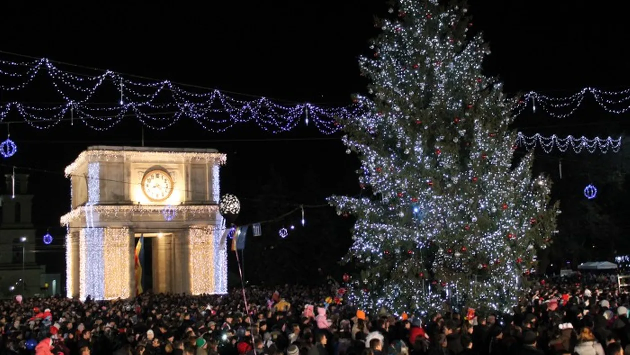 O șopârlă uriașă a apărut lângă un brad de Crăciun! S-a întâmplat în Chișinău