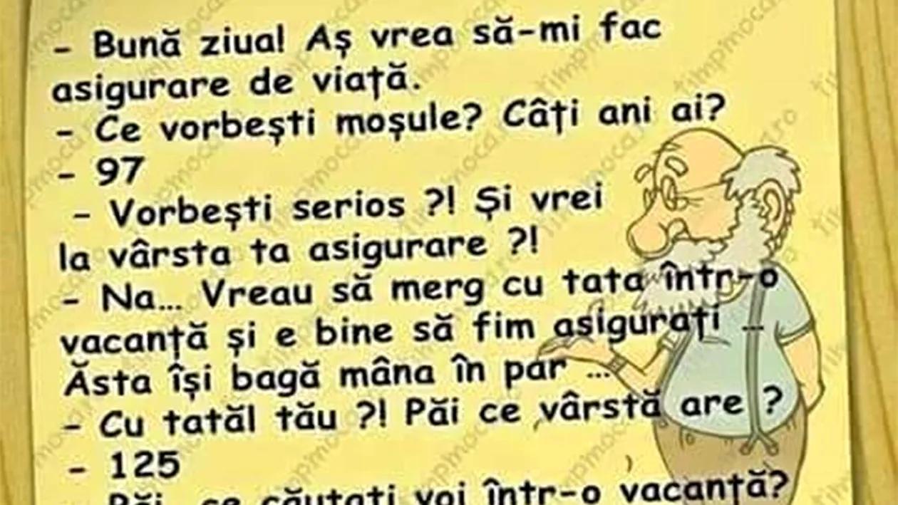 Bancul sfârșitului de săptămână | Asigurare de viață la 97 de ani