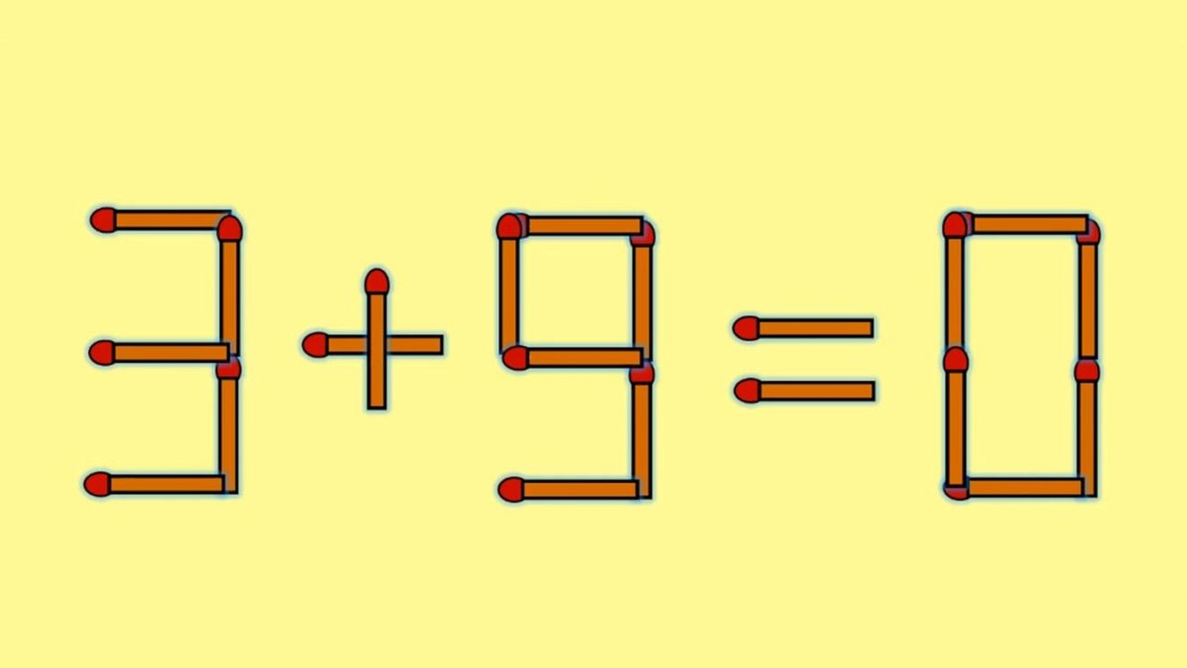 Test de inteligență | Pentru a corecta 3 + 9 = 0, este nevoie să mutați un singur chibrit
