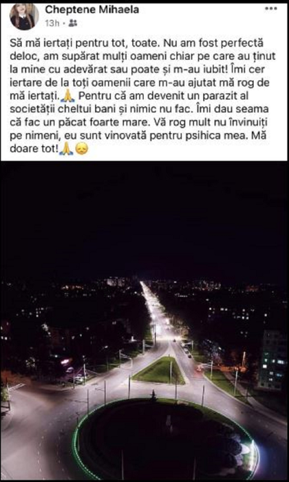 Sfârșit tragic pentru Mihaela, o tânără de 24 de ani. S-a aruncat în gol de la etajul 15 al unui bloc, după ce a lăsat un bilet de ADIO