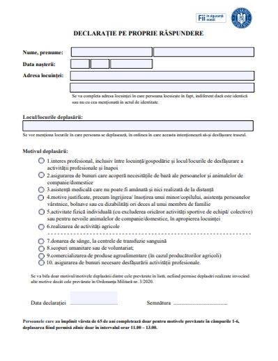 declaratie pe proprie raspundere
