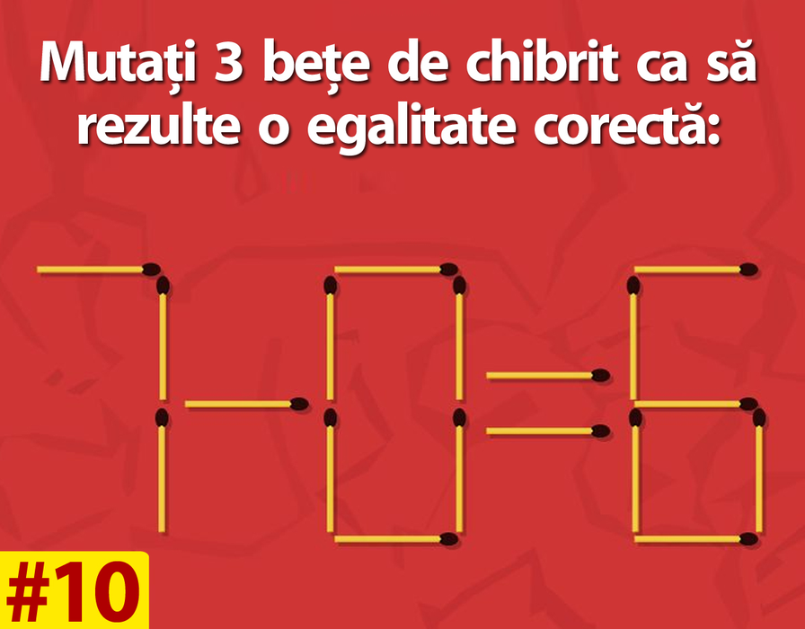 Test de inteligență cu 10 întrebări | Prima: Mutați un singur chibrit ca să transformați 8+3=3 într-o egalitate adevărată!
