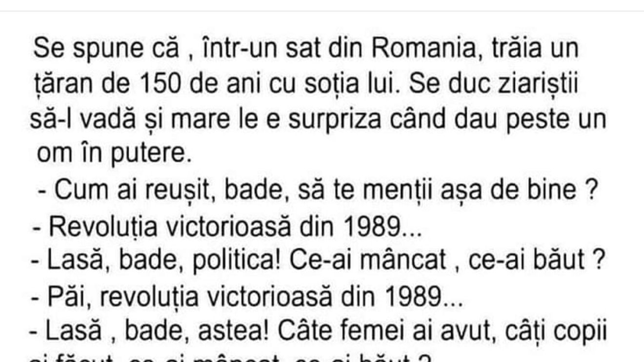 BANCUL ZILEI | Se spune că, într-un sat din România, trăia un țăran de 150 de ani