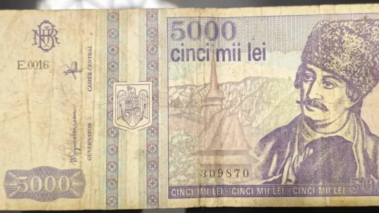 Mai ai această „comoară” acasă? La ce preț se vinde o bancnotă de 5.000 de lei din anul 1993, cu chipul lui Avram Iancu