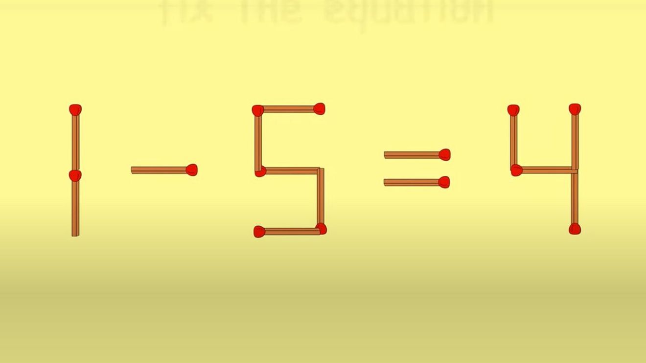 Test IQ exclusiv pentru genii | Corectați 1 - 5 = 4, mutând un singur chibrit!