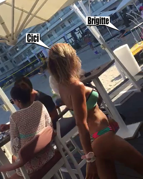 Cici se uită spre Brigitte, dar soţia lui Ilie Năstase preferă să o ignore