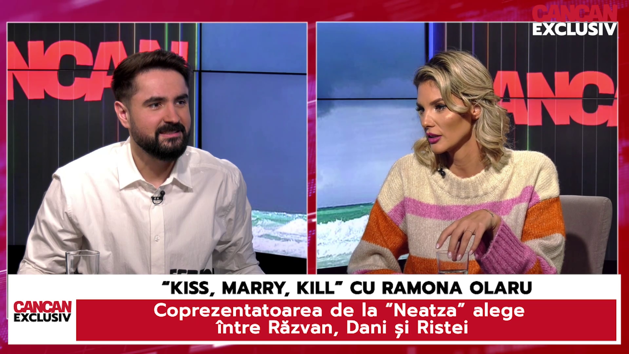 Ramona Olaru: "Cred că am și o relație mai bună cu Răzvan, dacă stau puțin să mă gândesc, acolo pe platou. Bine, depinde de momente, că sunt foarte OK cu toți!" (Foto: captură video)