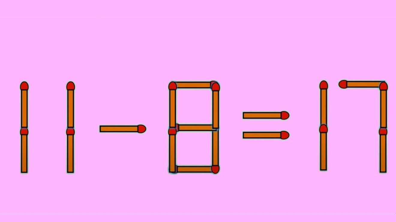 Test IQ cu chibrituri | Corectați 11 - 8 = 17, mutând un singur băț
