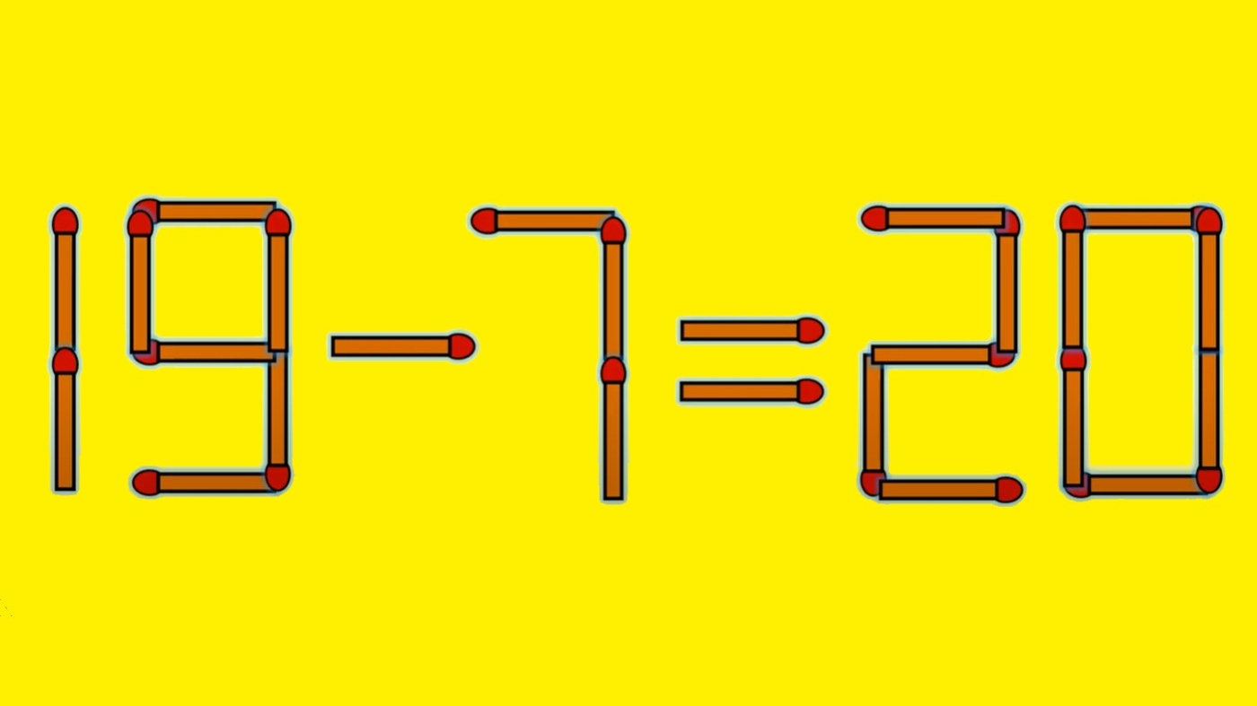 Test IQ cu chibrituri | Mutați un singur băț, pentru a corecta 19 - 7 = 20