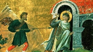 Sfantul Mucenic Dimitrie a murit strapuns de sulite, pentru ca a binecuvantat un crestin! Din trupul sau a iesit mir!