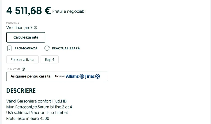 Orașul din România în care poți cumpăra o garsonieră confort 1 cu doar 4500 de euro