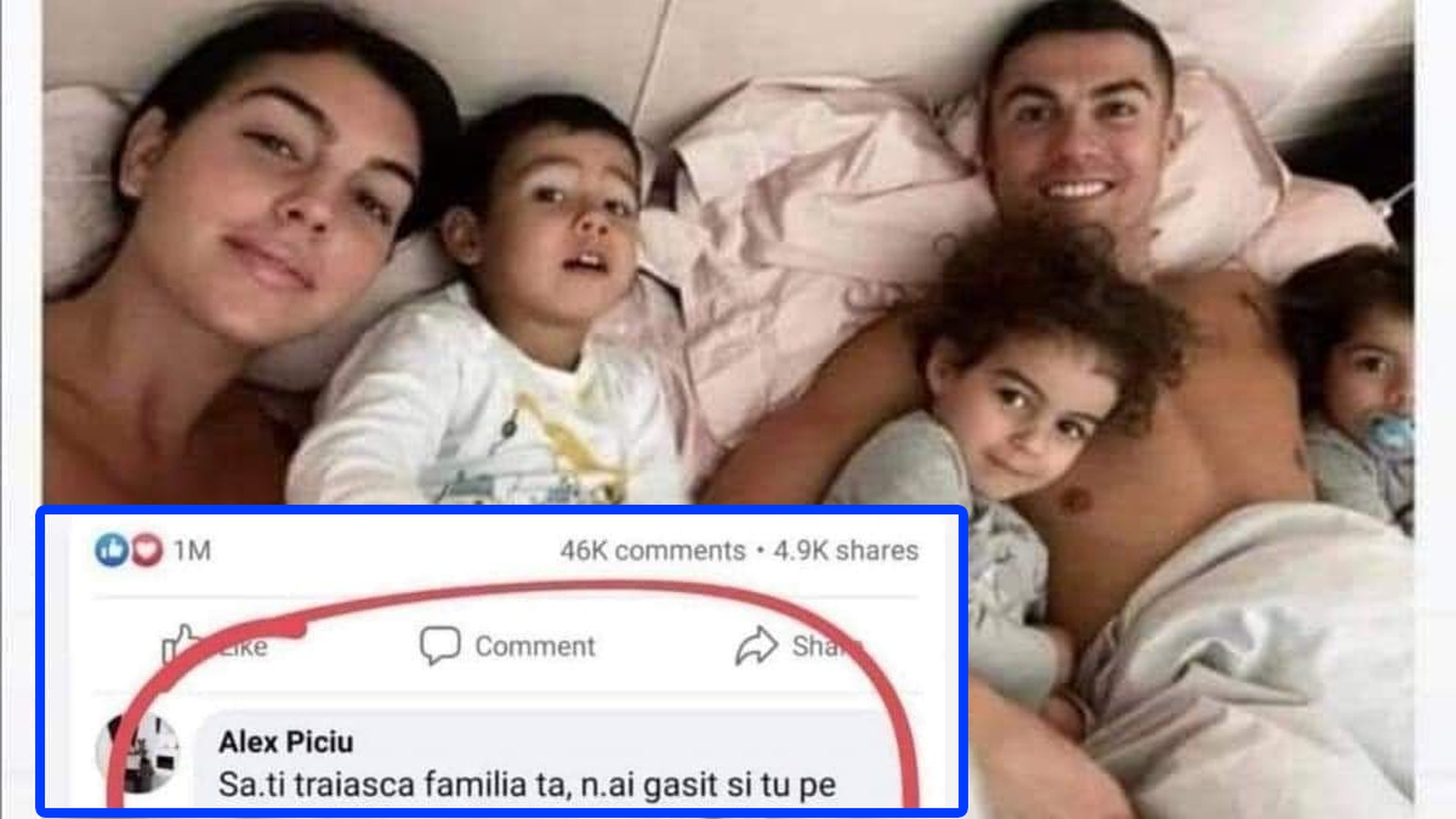 Nu e o glumă! Ce comentariu i-a lăsat un român lui Cristiano Ronaldo, la această poză cu iubita și copiii: "Să-ți trăiască famili ta, n-ai găsit și tu pe cineva să-ți..."