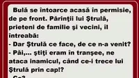 BANC | Bulă se întoarce acasă în permisie, de pe front