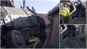 Un blindat al NATO a „atacat” o curte din județul Covasna. Vehiculul fusese scos pentru un exercițiu militar