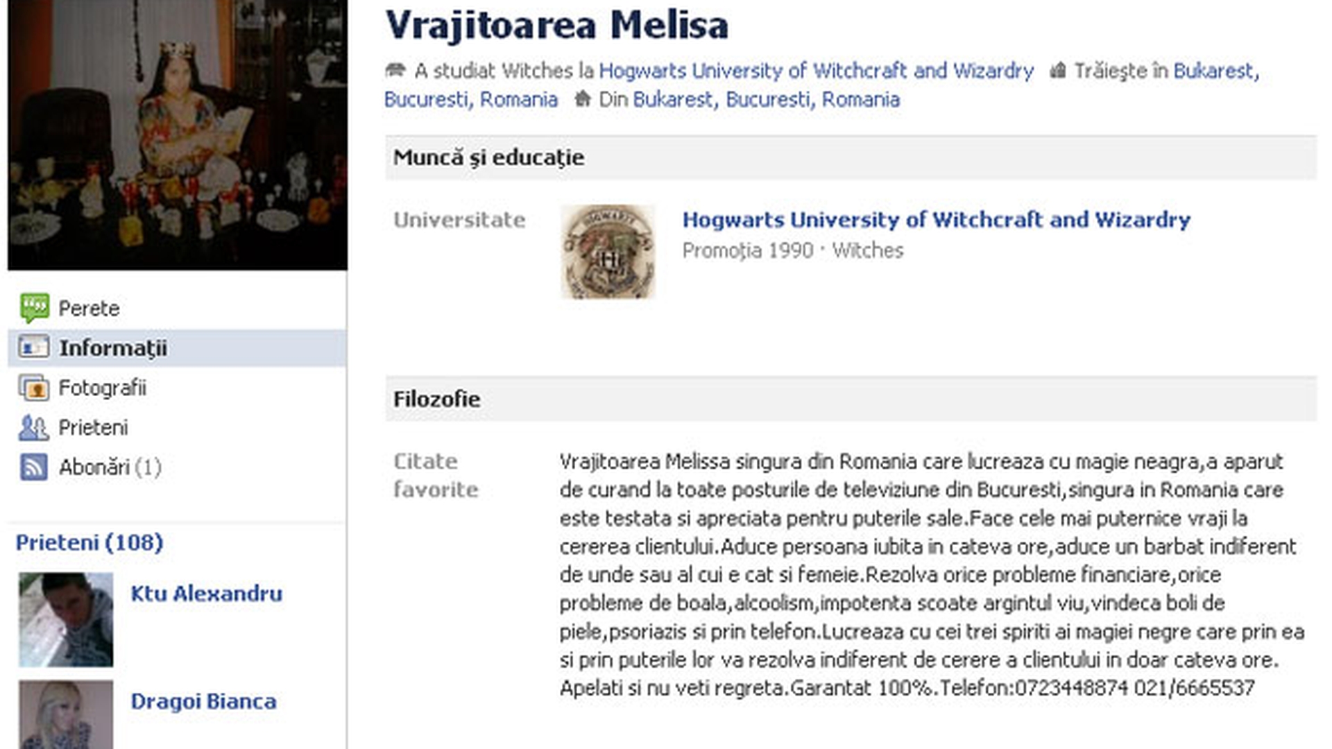 Caterinca maxima! Vrajitoarea Melissa, colega de facultate cu Harry Potter! Au jucat "vajhat" impreuna?!