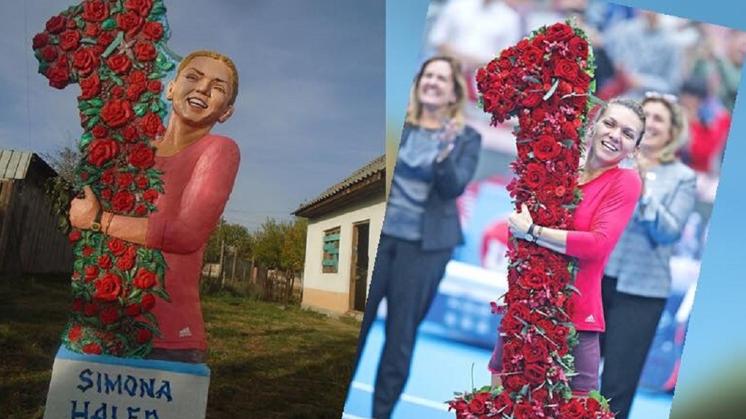INEDIT. Simona Halep din beton şi fier, în grădina unui artist din Olt