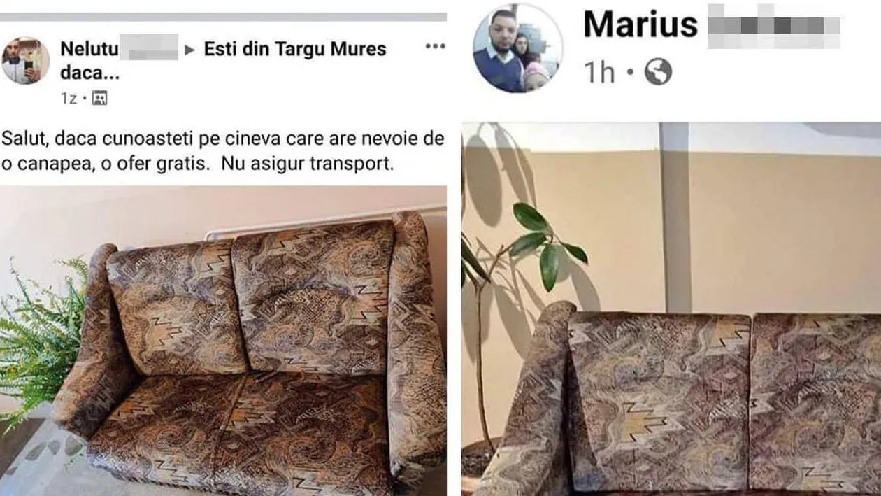 Ce a putut să facă un bărbat după ce i-a fost donată o canapea. Anunțul postat de el, pe Facebook, s-a viralizat. FOTO
