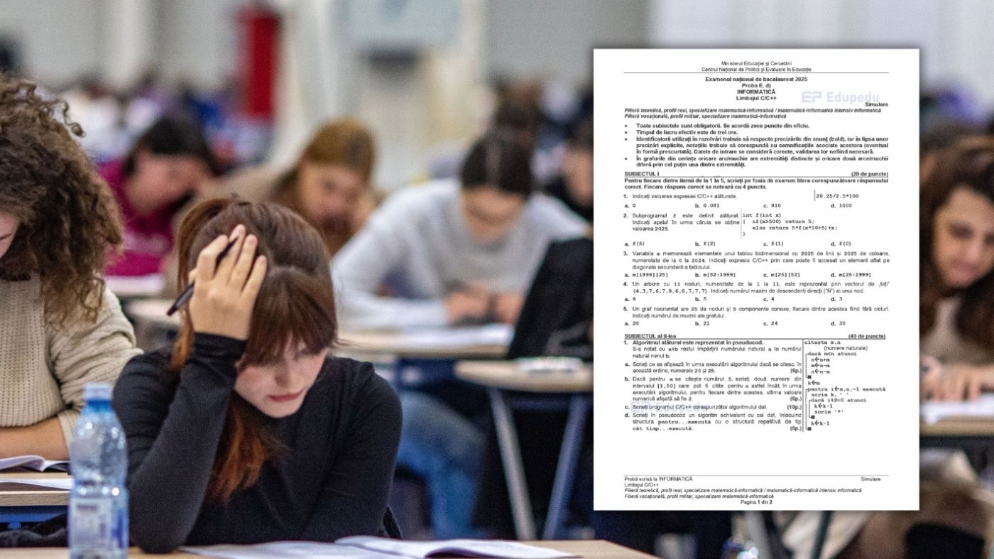 Bacalaureat 2025 | Avem subiectele de la informatică, de astăzi. La ce problemă s-au încurcat elevii