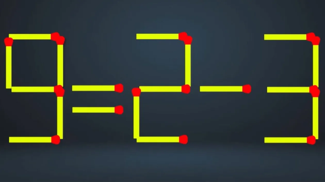 Test IQ cu chibrituri | Corectați 9 = 2 - 3, mutând un singur băț