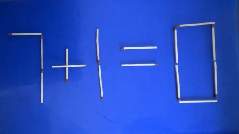 Test de inteligență | Mutați un singur chibrit pentru a corecta 7 + 1 = 0