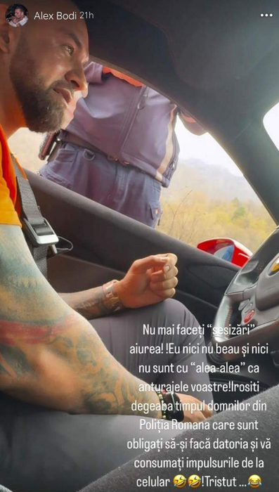 Alex Bodi, oprit de Poliție în trafic! Musculosul a răbufnit după ce a fost testat cu aparatul etilotest: ”Eu nici nu beau și nici nu sunt cu alea-alea”