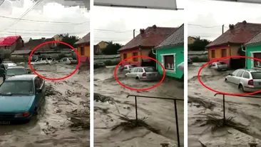 Imagini apocaliptice în Brașov, după o furtună puternică! Mașinile au fost luate de viitură, iar zeci de case au fost inundate
