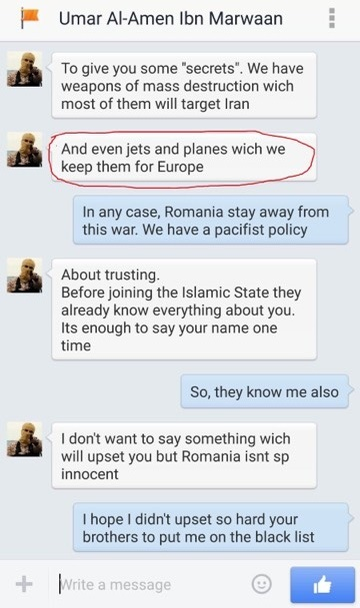 Conversaţia lui Christian Sabbagh cu Luigi Boicea - jihadistul din Craiova - sub aliasul Umar Al-Amen Ibn Marwaan