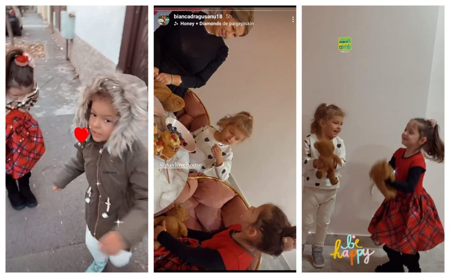 Bianca Drăgușanu a mers ieri împreună cu fiica ei să o ia pe fetița cea mică a lui Alex Bodi de la grădiniță. Ulterior, vedeta le-a dus pe cele două prințese la Victoria Popescu, unde s-au distrat pe cinste © Instagram Stories