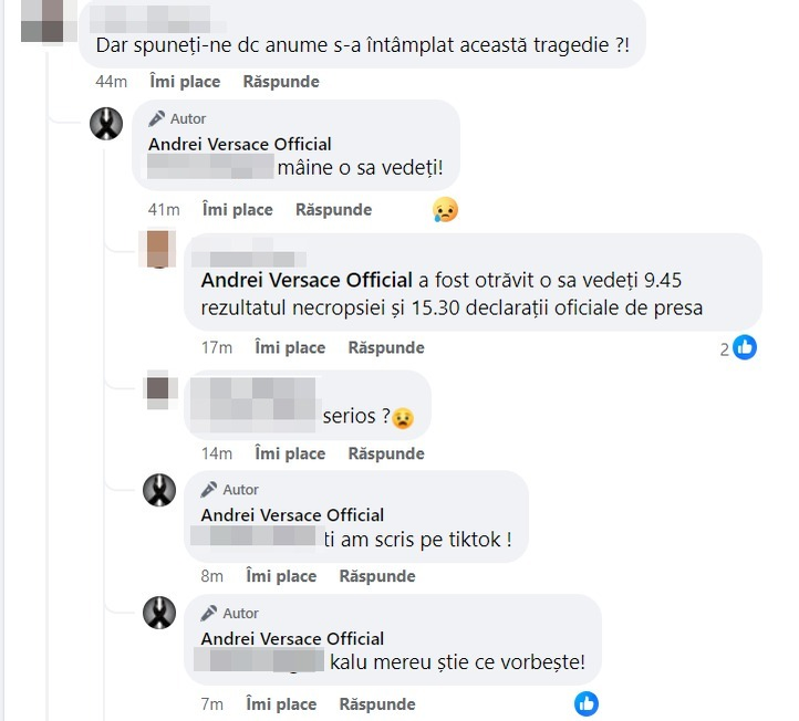 Pe contul lui Andrei Versace au apărut diverse mesaje ciudate. (SURSA: FACEBOOK.COM)
