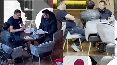 Octavian Strunilă și Leonid Doni, întâlnire la o cafenea din mall. Robi polițistul și Manolo combinatorul, din Las Fierbinți, au bătut palma