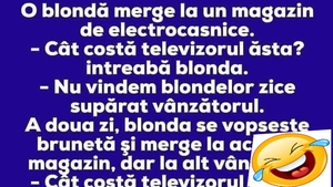 Bancul Zilei | Gafa de proporții făcută de o blondă într-un magazin de electrocasnice