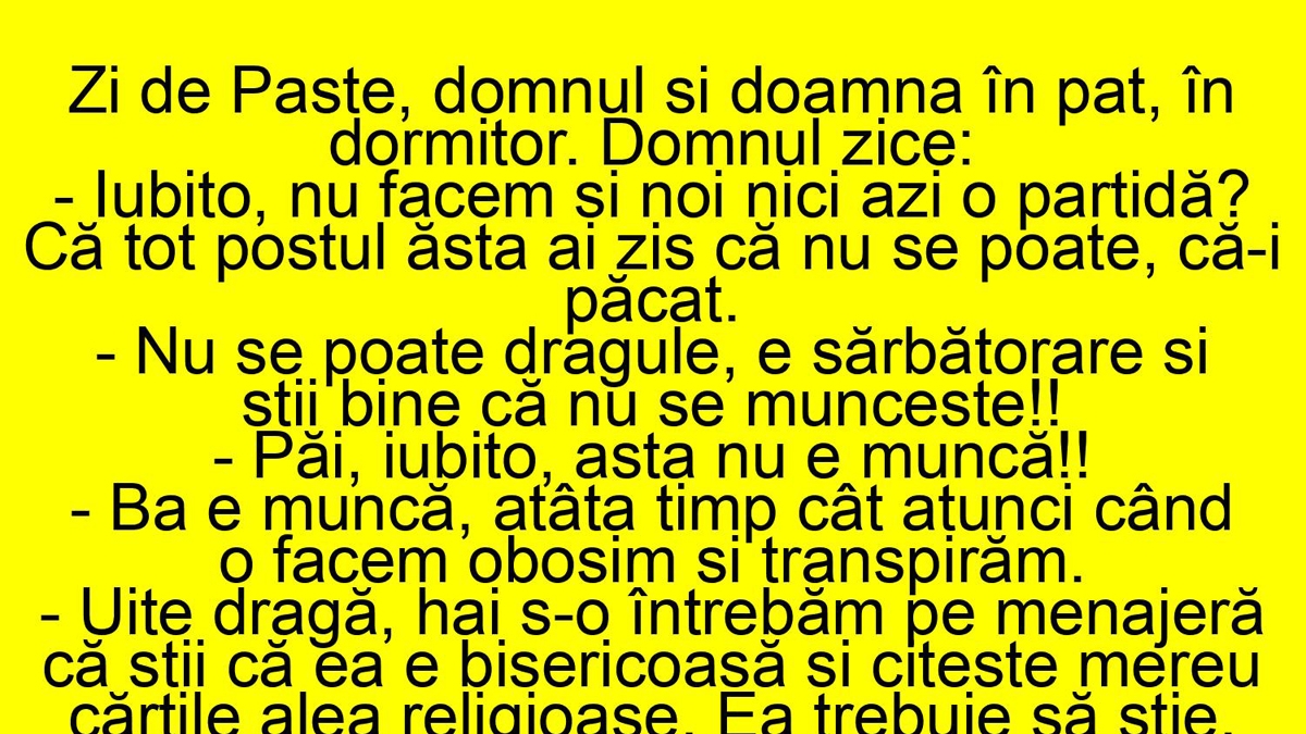 BANCUL ZILEI | "Iubito, nu facem și noi nici azi o partidă?"