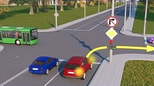 Testul auto pe care îl pică şi şoferii experimentaţi! Maşina roşie are voie sau nu să facă dreapta?