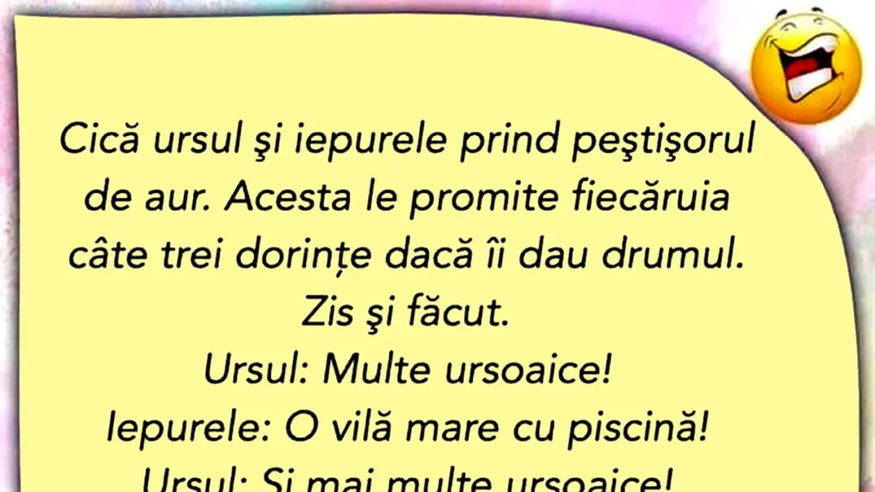 BANCUL ZILEI | Ursul și iepurele prind peștișorul de aur