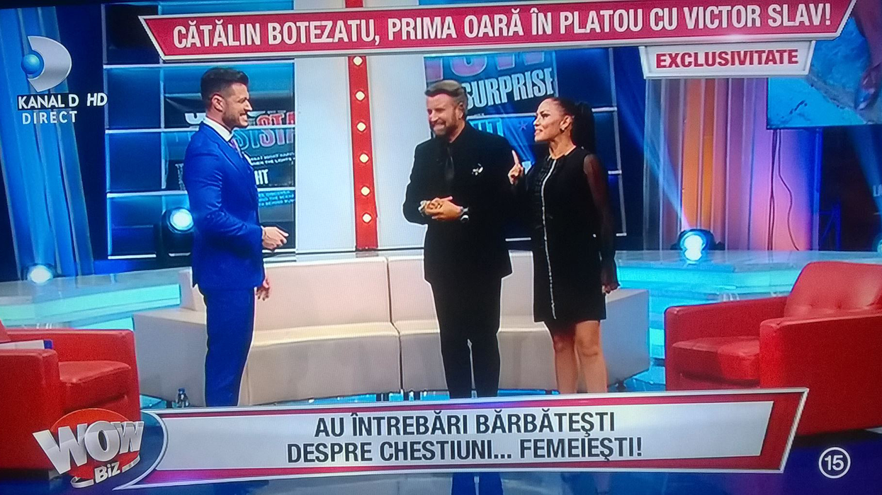 Cătălin Botezatu şi Victor Slav, faţă în faţă! Ce a dezvăluit designer-ul despre iubitul Biancăi Drăguşanu