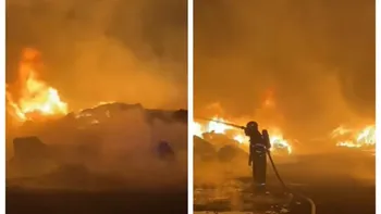 Flăcări pe 5.000 de metri pătrați, lângă București. Locuitorii, avertizați prin RO-Alert