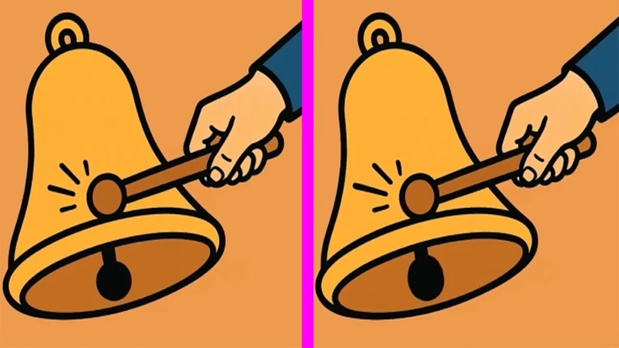 Test de logică | Aceste două clopote par identice, dar nu sunt. Identificați cele 3 diferențe în 23 de secunde!