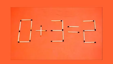 Test IQ exclusiv pentru genii | Mută un singur chibrit, pentru a corecta 0+3=2