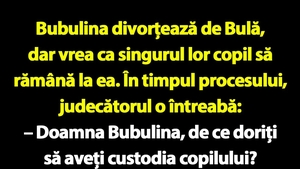BANC | Bubulina divorțează de Bulă, dar vrea ca singurul lor copil să rămână la ea