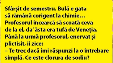 BANC | Sfârșit de semestru. Bulă e gata să rămână corigent la chimie