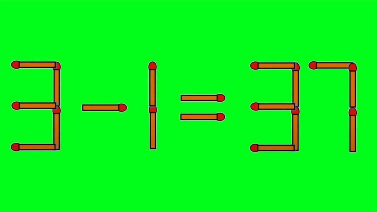 Test IQ exclusiv pentru genii | Corectați 3 - 1 = 37, mutând un singur chibrit