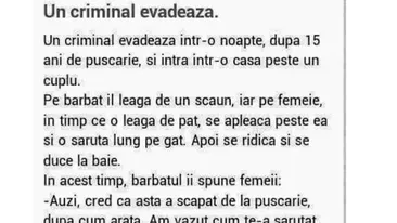 BANC | Un criminal evadează într-o noapte, după 15 ani de pușcărie, și intră în casă peste un cuplu